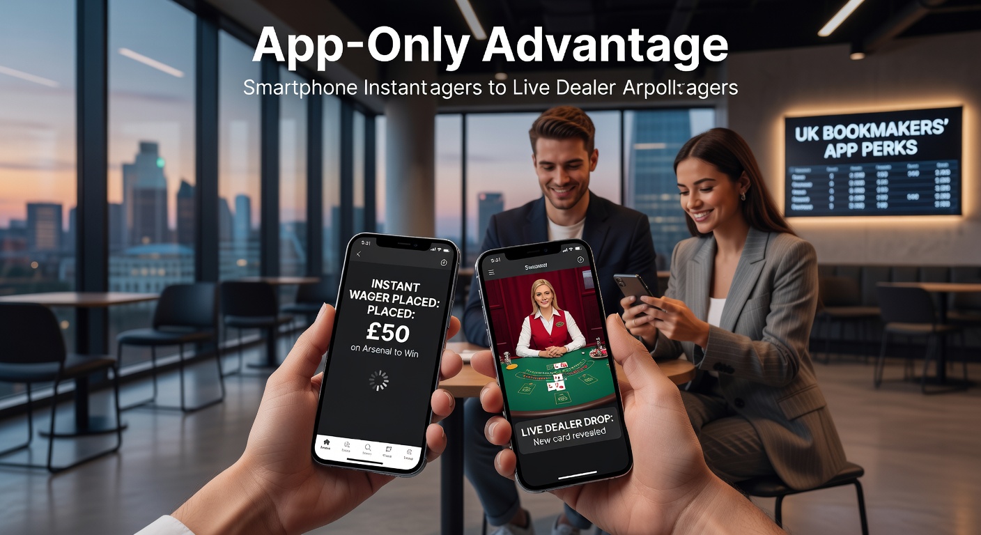 Smartphone screen showing a UK bookmaker app interface with instant wager buttons and live dealer promotions highlighted for quick mobile betting access