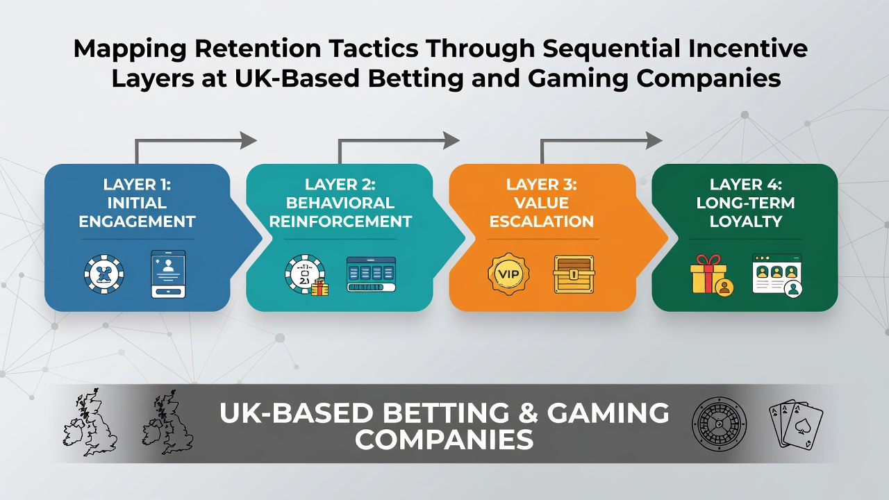 Flowchart of mid-sequence boosts linking sports and casino incentives at UK operators