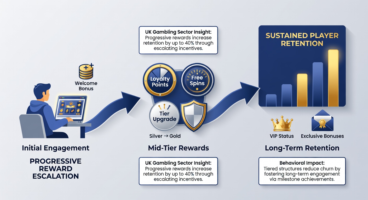 Analytics dashboard displaying player retention metrics tied to progressive loyalty tiers in UK betting platforms