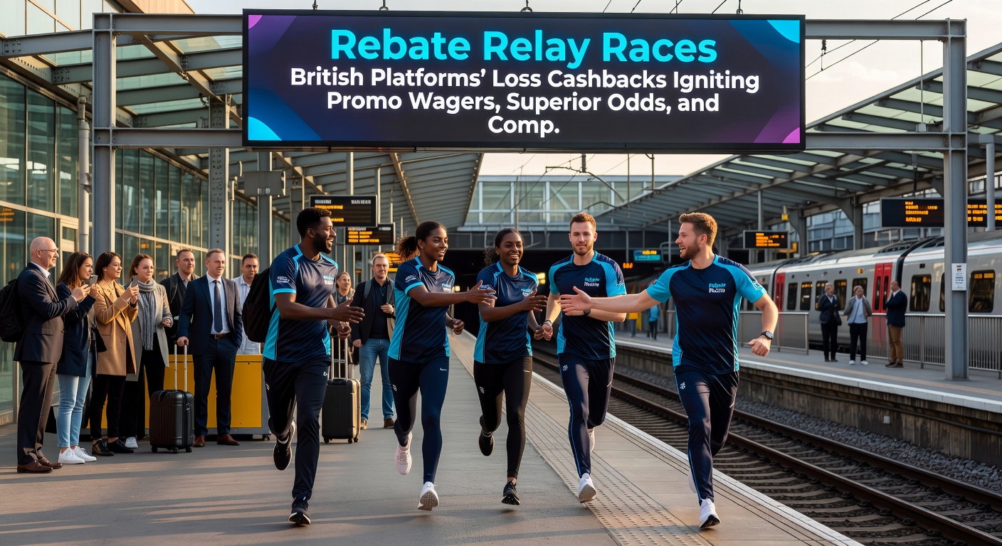 Visual relay baton passing from loss rebate to enhanced odds and free casino spins on a British betting interface