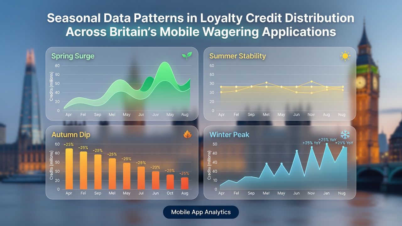 Graph showing seasonal fluctuations in loyalty credit distribution across British mobile betting apps from 2023 to 2026