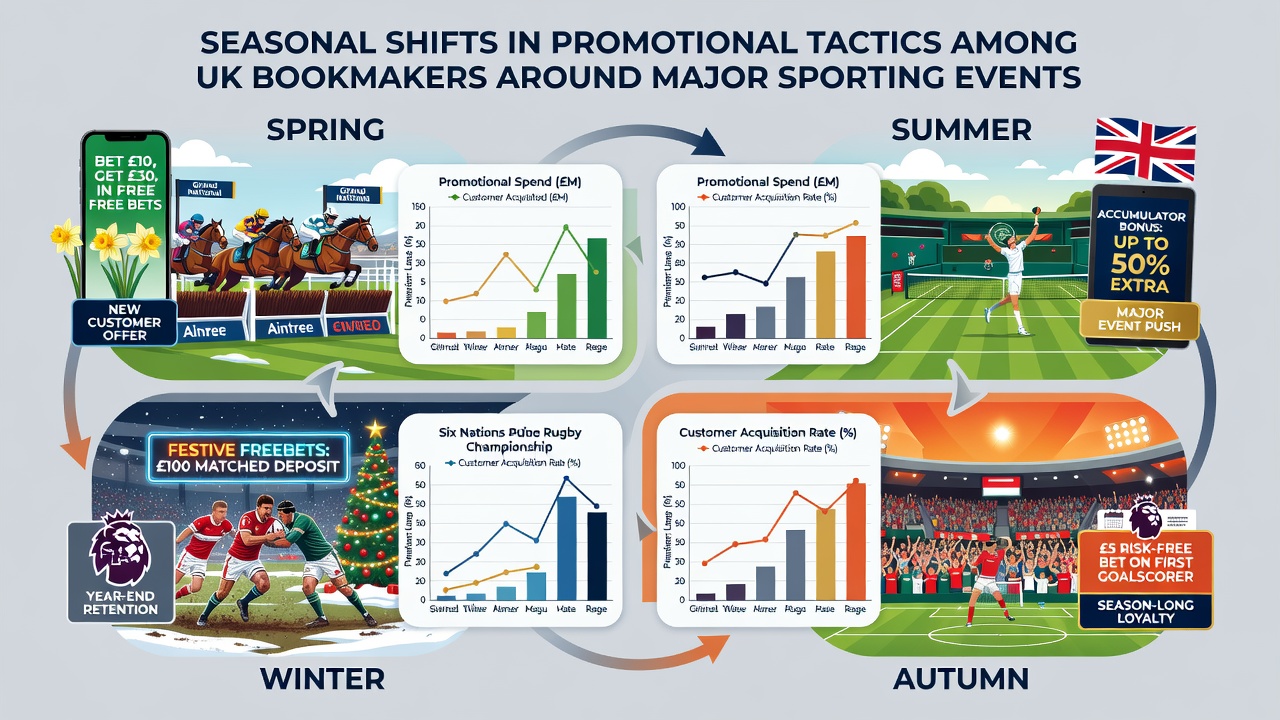 Seasonal calendar showing overlapping UK sports events and corresponding bookmaker promotional adjustments