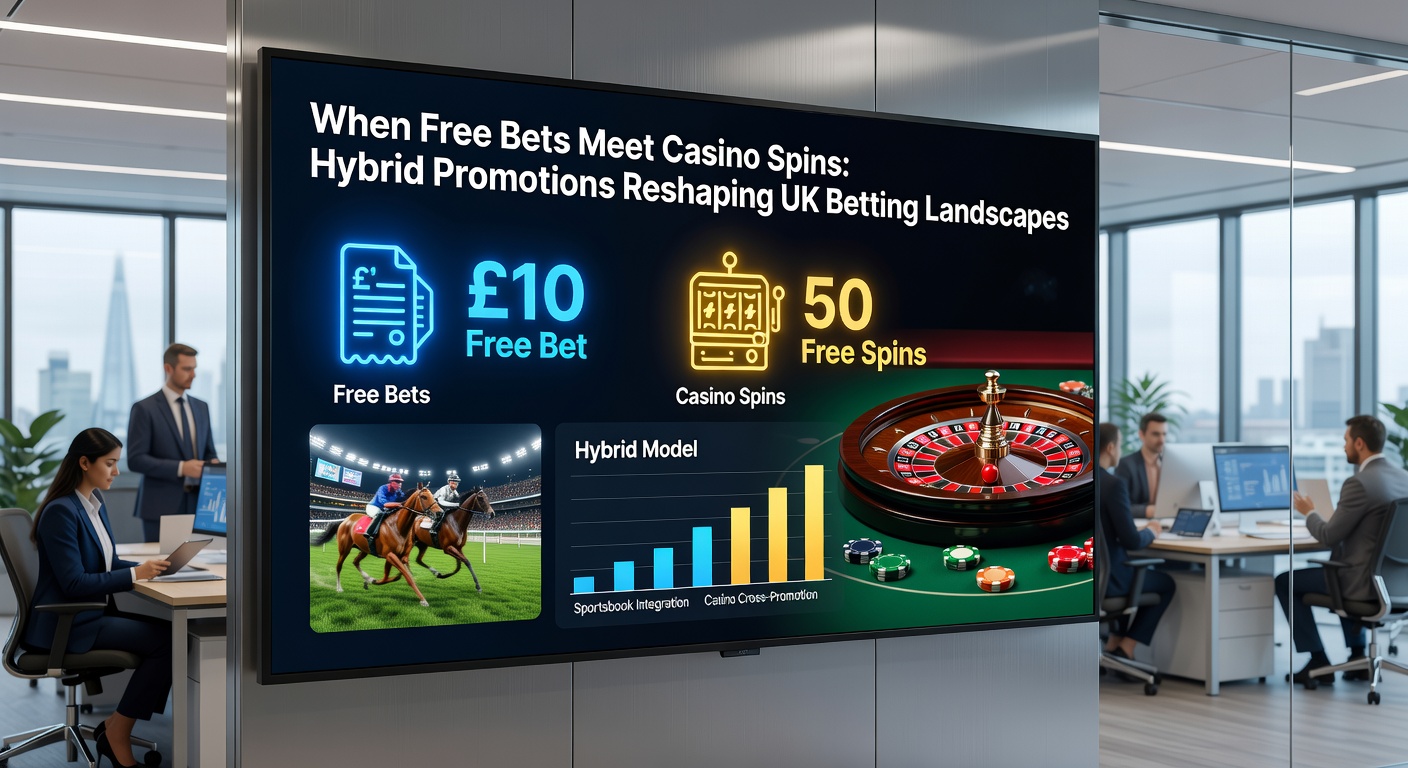 Screenshot of a UK betting app displaying a hybrid promo banner with free bet icons alongside casino slot spins, highlighting offer details and terms